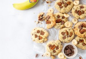 Cookies banane, chocolat et noix de pécan