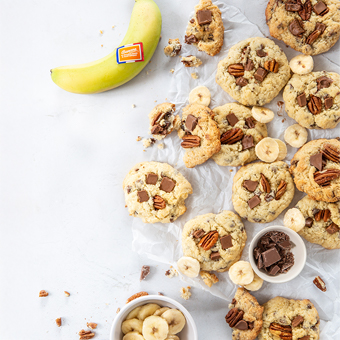 Cookies banane, chocolat et noix de pécan